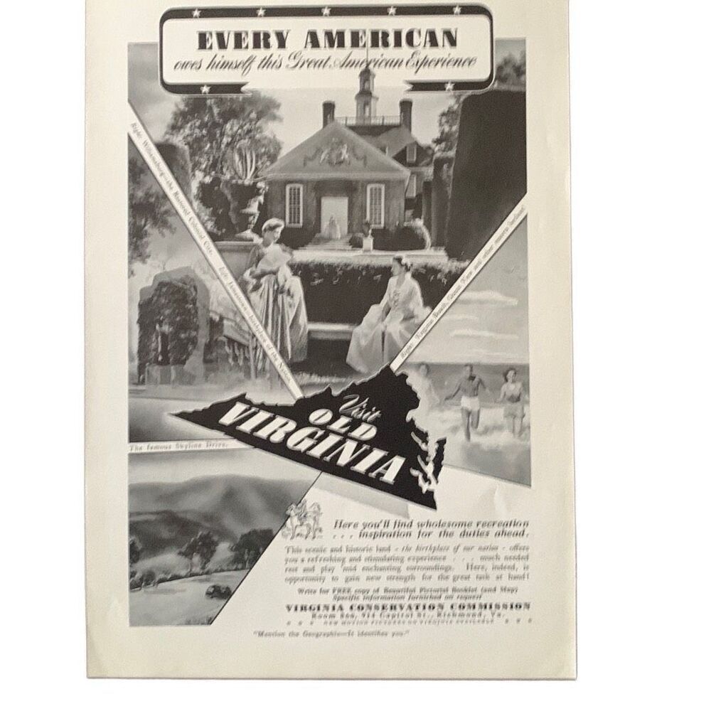 Vintage 1941 Virginia Conservation Commission Ad Advertisement